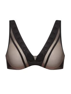Accent Plunge Bra - Black -Lingerie Store braforme lingerie chantal thomass t02d10 011 accent bra underwired plunge p